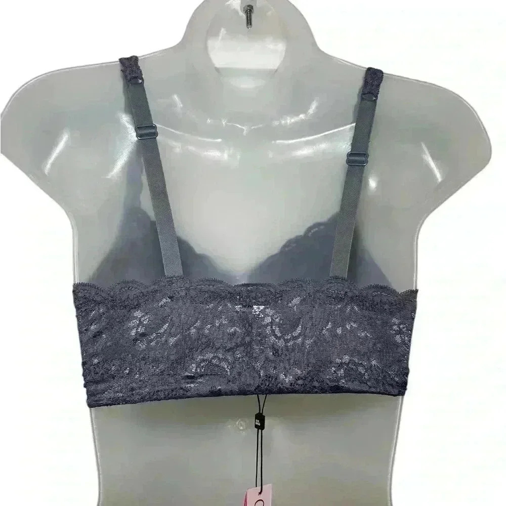 Cosabella Never Say Never Curvy Sweetie Lace Bralette Gray XS NEP1310 NWT - Picture 4 of 5